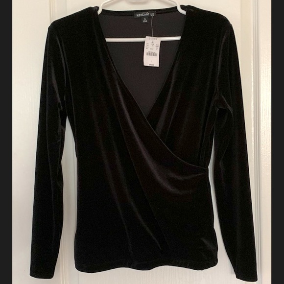 NWT J. CREW VELVET WRAP TOP - Picture 2 of 5